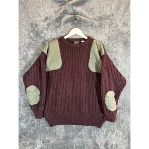 Vintage Willis & Geiger Sweater Mens Large Wool Quilted Shoulder Elbow Ireland